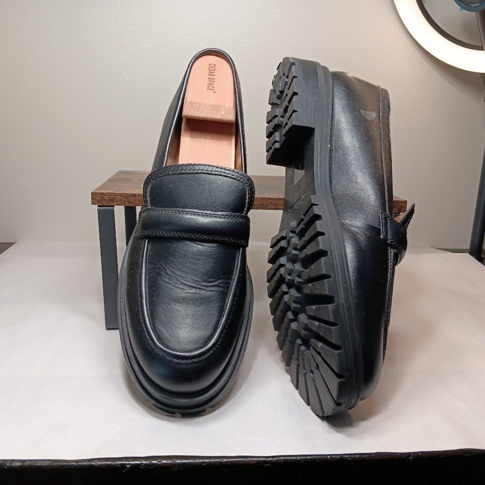 Madewell Corinne Lugsole Loafers Women 12 Black Good Leather NG674 Chunky Penny